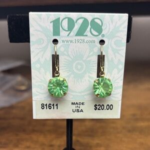 1928 Green Crystal Drop Earrings